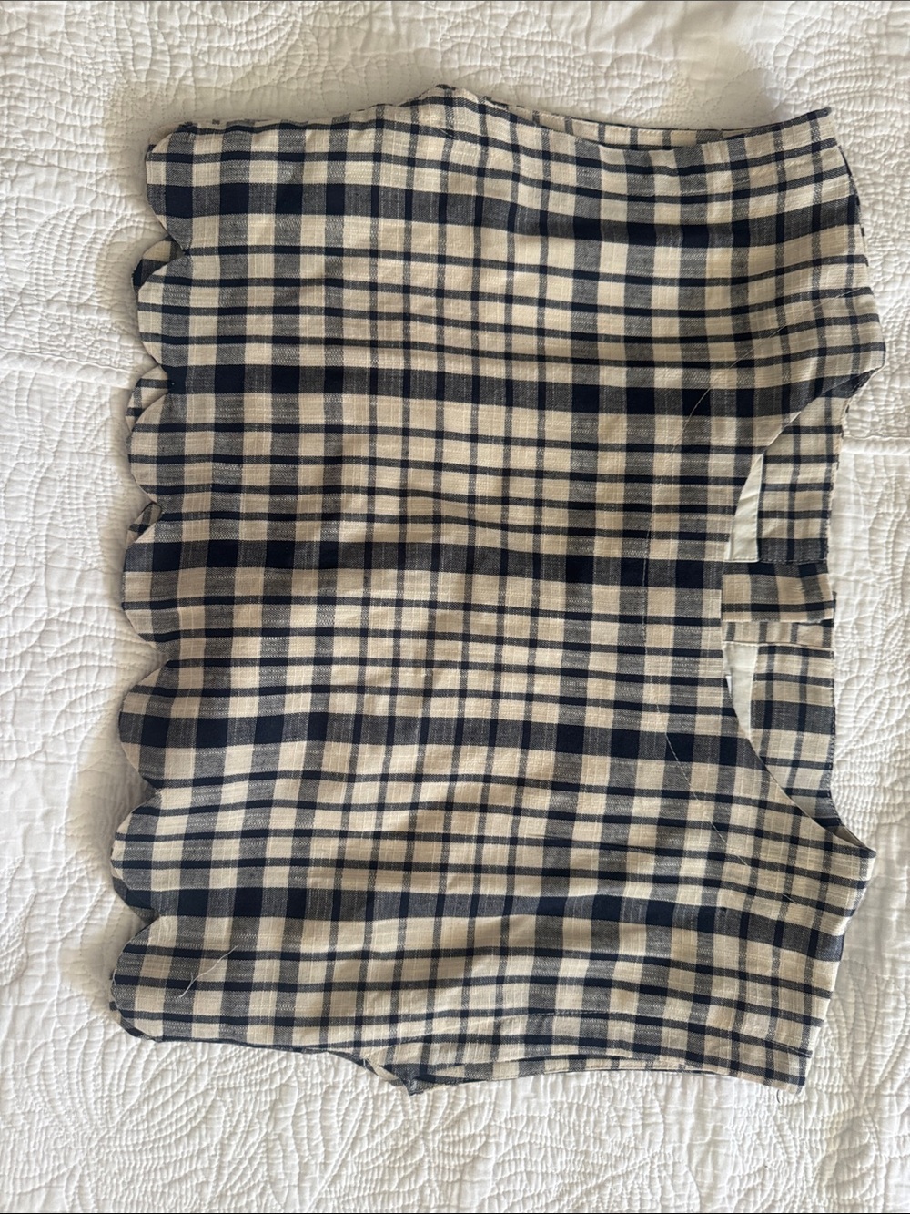 MARBLE Navy and Cream Gingham Two-Piece Crop Top and Skirt Set - Picture 3 of 4